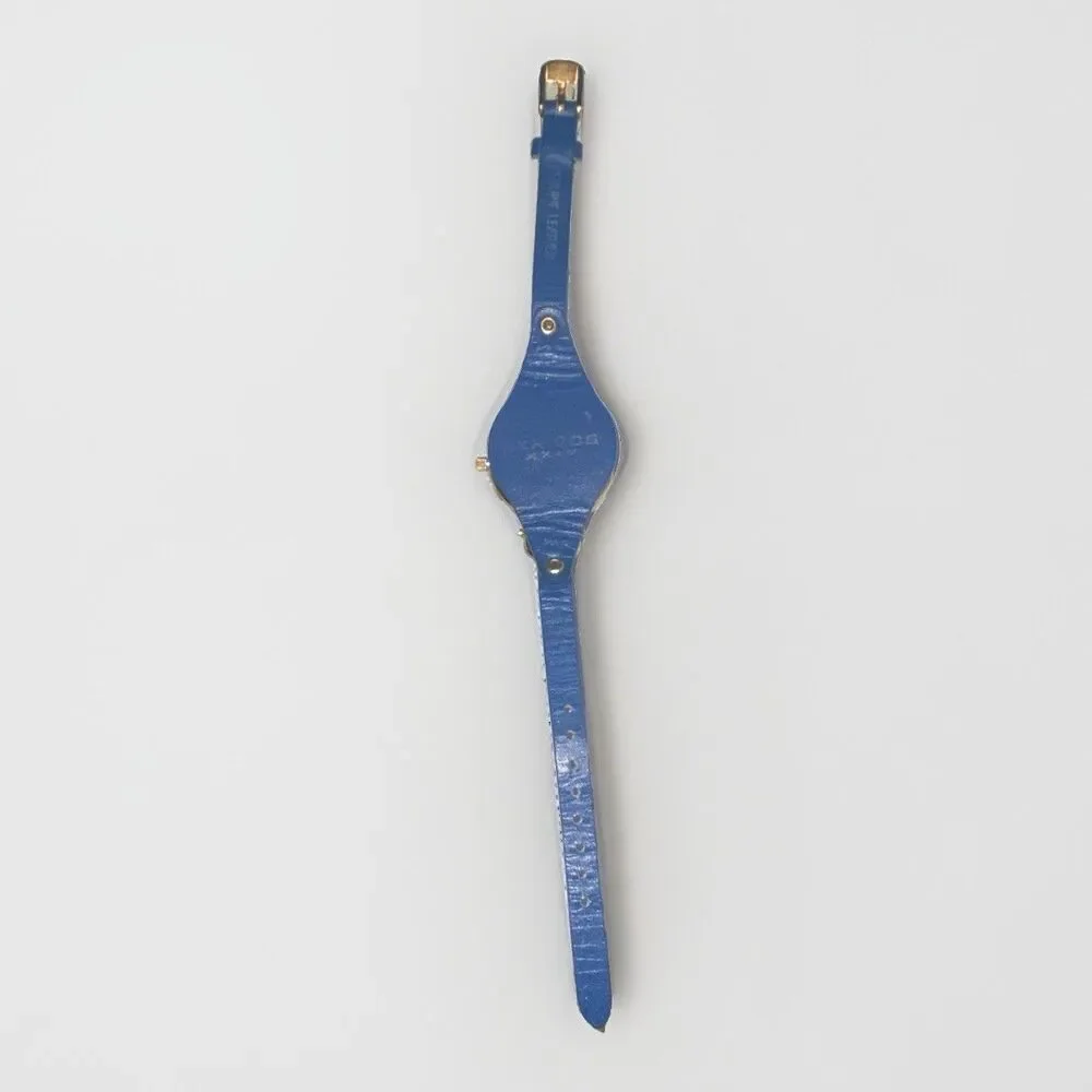 Akribos XXIV AK761BU Swiss Quartz Goldtone Blue Leather Strap Womens Watch